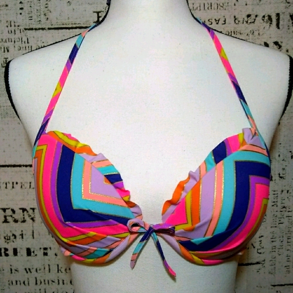 Victoria's Secret chevron push-up bikini swim top